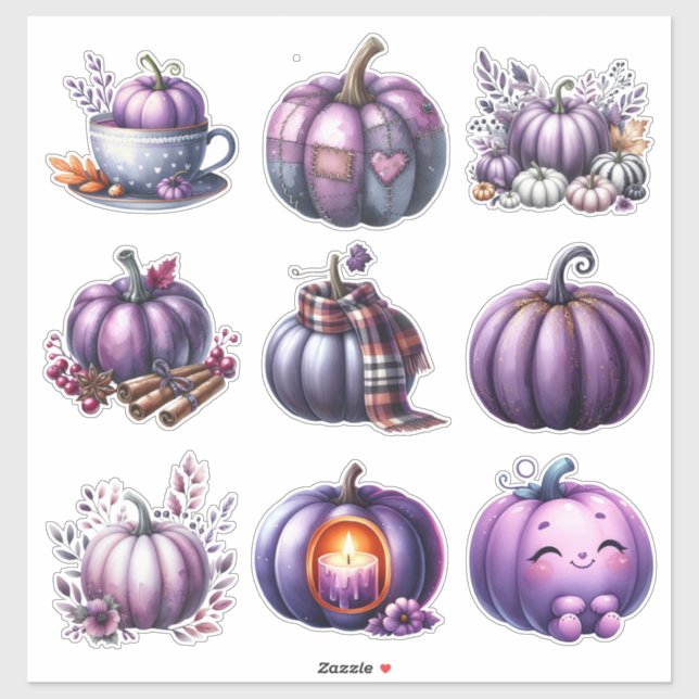Adesivo Thanksgiving Purple Pumpkin Sticker Sheet (Folha)