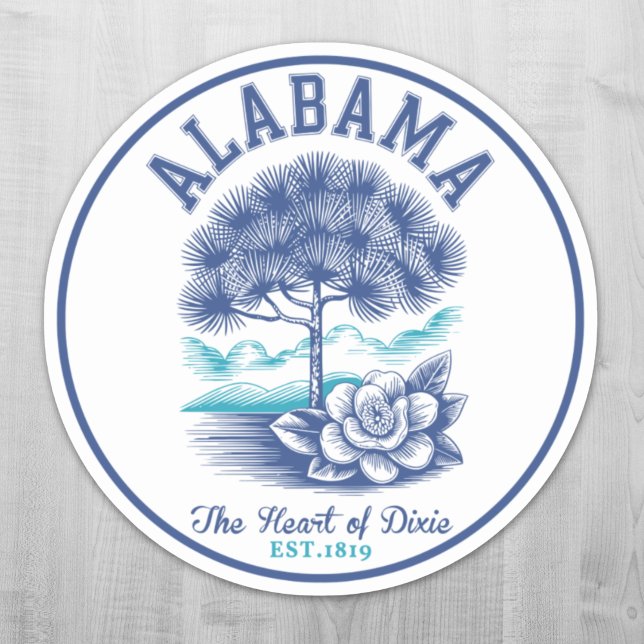 Adesivo The Heart of Dixie – Alabama Camellia & Tree Graph (Criador carregado)