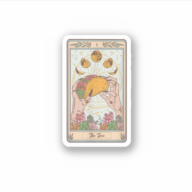 Adesivo The Taco Tarot Card Funny Taco Lover Tacos Mexican (Frente)