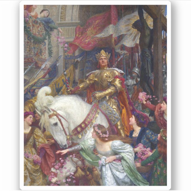 Adesivo The Two Crowns c. 1900, por Sir Frank Dicksee (Frente)