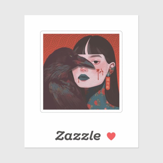 Adesivo The woman and the crow (Folha)