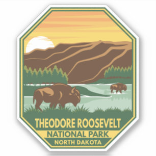 Adesivo Theodore Roosevelt National Park Bison Retro