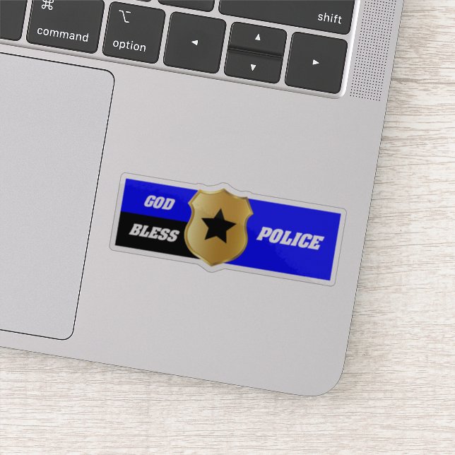 Adesivo Thin Blue Line, Deus Abençoe a Polícia (Detalhe)