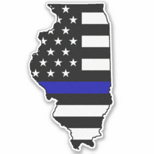 Adesivo Thin Blue Line Flag, Illinois