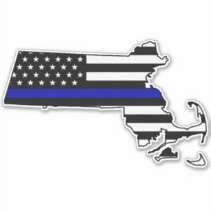 Adesivo Thin Blue Line Flag Massachusetts