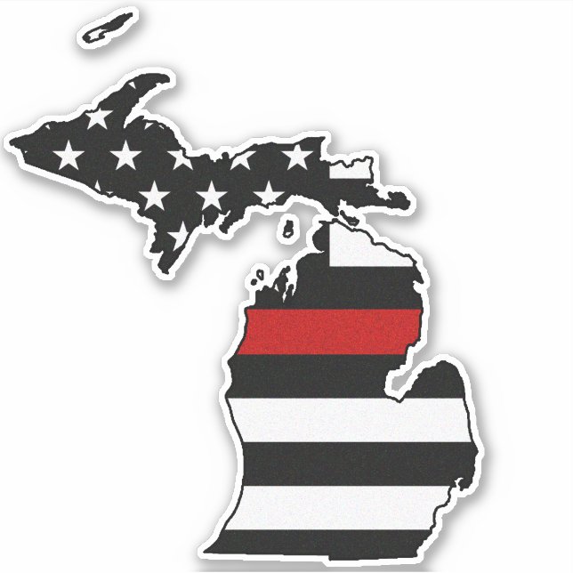 Adesivo Thin Red Line Flag Michigan (Frente)