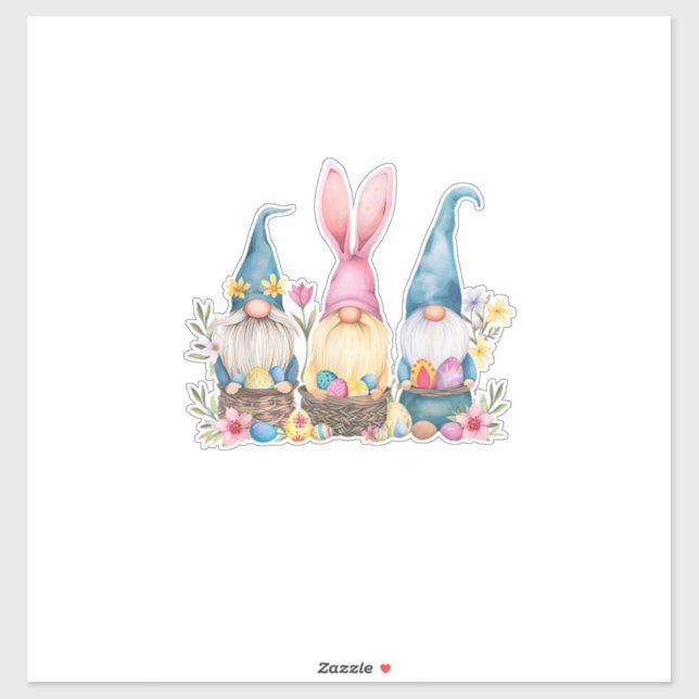 Adesivo Three Gnome Easter Gnome Easter Egg T-Shirt (Folha)