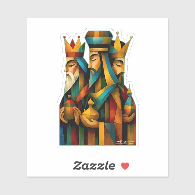 Adesivo Three Wise Men Abstract Nativity Art  (Folha)