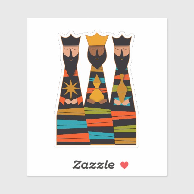 Adesivo Three Wise Men Modern Mid-Century (Folha)
