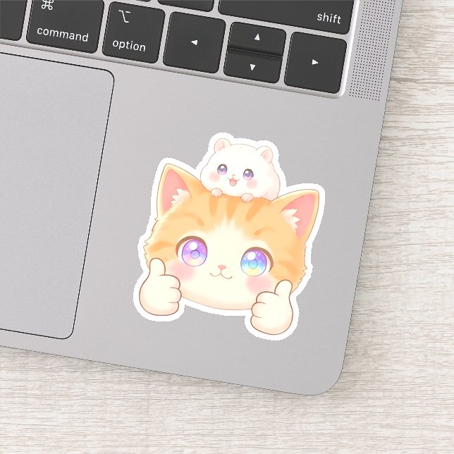 Adesivo Thumbs Up Kitten & Hamster Sticker (Detalhe)