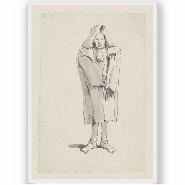 Adesivo Tiepolo - Caricatura de um Homem Vestindo um Sobre (Frente)