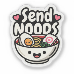 Adesivo Tigela de Ramen Enviar Macarrão Fofura Humor Foodi