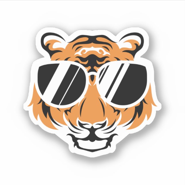 Adesivo Tiger Head With Cool Sunglasses. Perfect design fo (Frente)