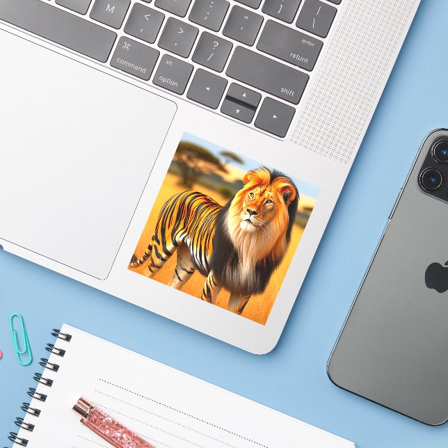 Adesivo Tiger Lion (Notebook com iPhone)
