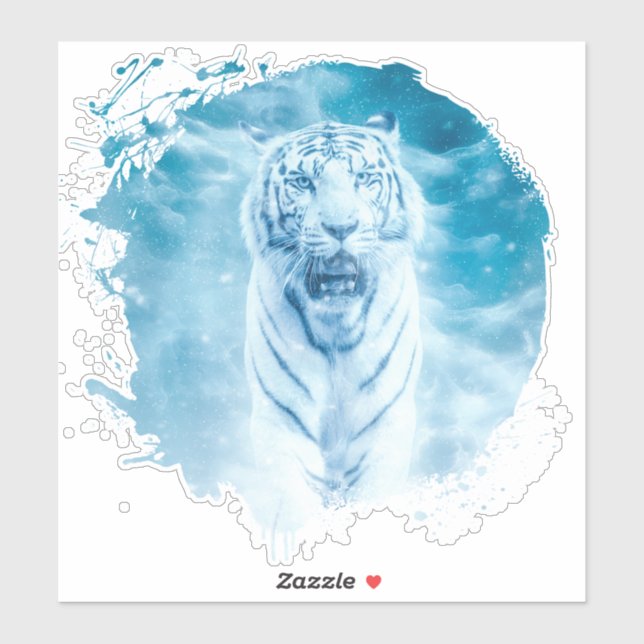 Adesivo Tigre Blanc Animal Vie Sauvage Jungle Nature (Folha)