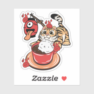Adesivo Tigre Kawaii e Chochin Obake Café