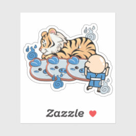 Adesivo Tigre Kawaii e Yokai do Espelho Ungaikyo