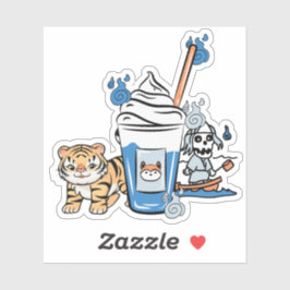 Adesivo Tigre Kawaii, Milkshake Azul & Espírito do Barco