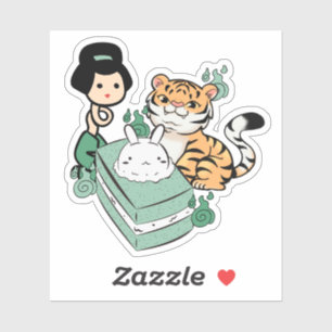 Adesivo Tigre Kawaii, Rokurokubi & Bolo Lunar