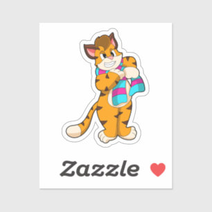 Adesivo Tigre no inverno com Scarf