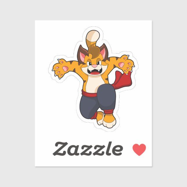 Adesivo Tigre no Karate das Artes Marciais (Folha)