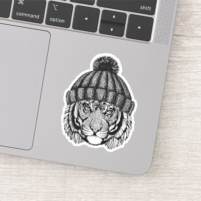 Adesivo Tigre Pronto Para Moda De Inverno (Detalhe)