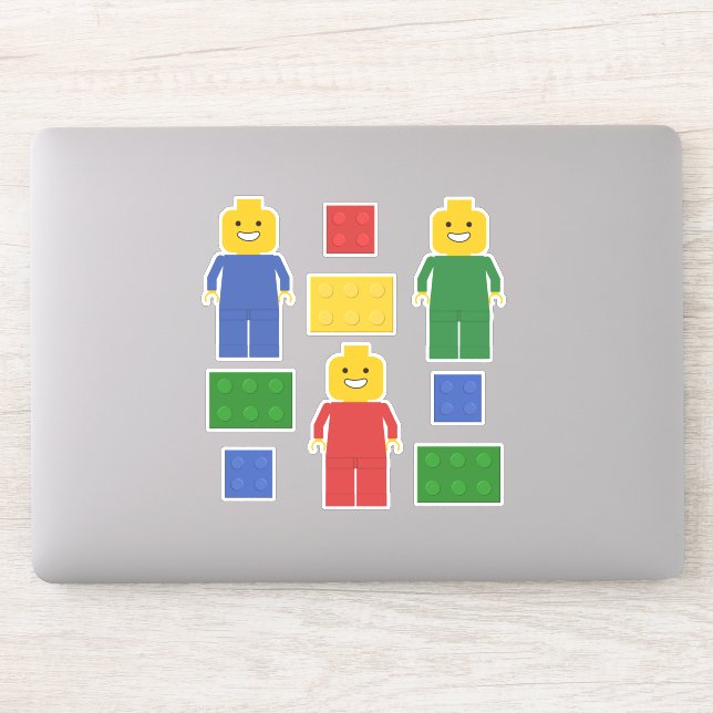 Adesivo Tijolos e figuras do edifício do Brinquedo com cor (Computador)