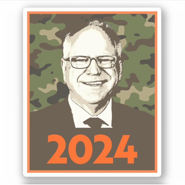 Adesivo Tim Walz 2024 Esperança em Camouflage (Frente)