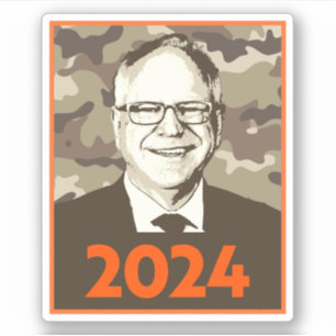 Adesivo Tim Walz 2024 Esperança em Camouflage