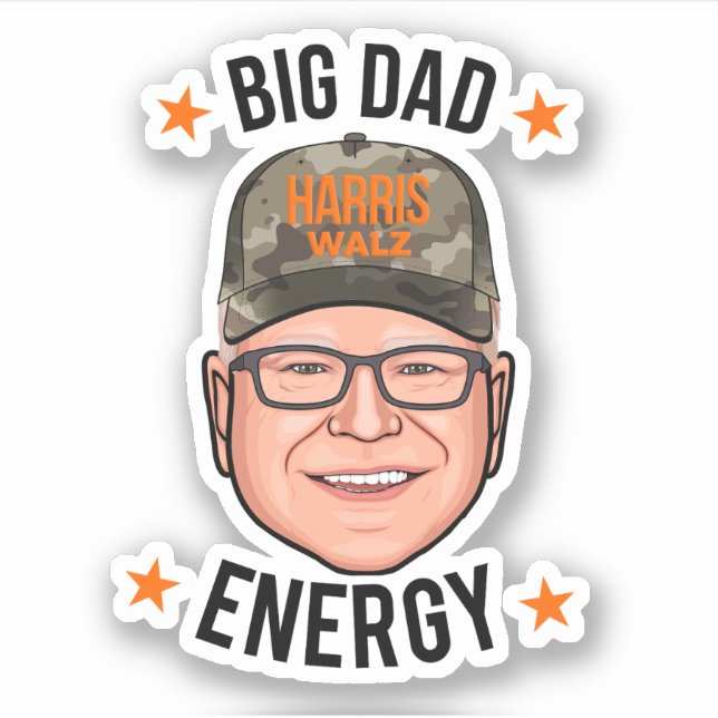 Adesivo Tim Walz Big Pai Energy (Frente)