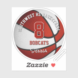 Adesivo time de basquetebol vermelho cores nome das crianç