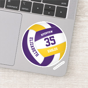 Adesivo time de ouro roxo colore voleibol feminino