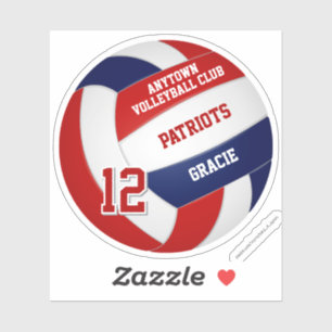 Adesivo time de vôlei azul vermelho colorido número de cam