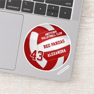 Adesivo time de vôlei vermelho colorido crianças nome jers