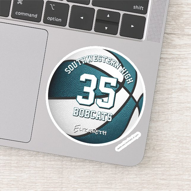 Adesivo time teal white colorido basquetebol feminino (Detalhe)