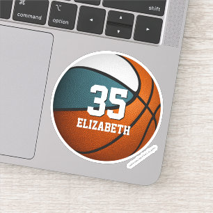 Adesivo time teal white colorido basquetebol feminino