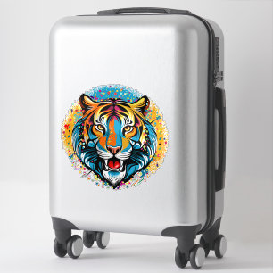 Adesivo Tinta de cores Arco-íris Cabeça de Tigre