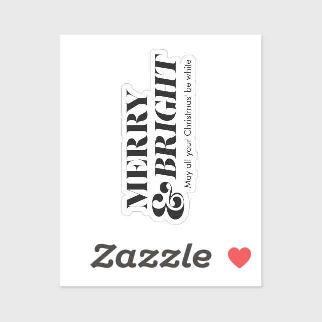 Adesivo Tipografia de Natal Moderno e feliz Brilhante (Folha)