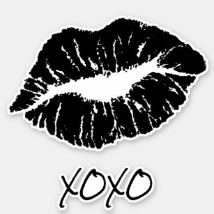 Adesivo tipografia preta bonito moderna do xoxo do beijo