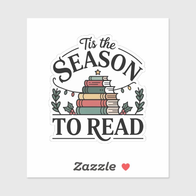 Adesivo Tis the Season to Read Holiday Book (Folha)