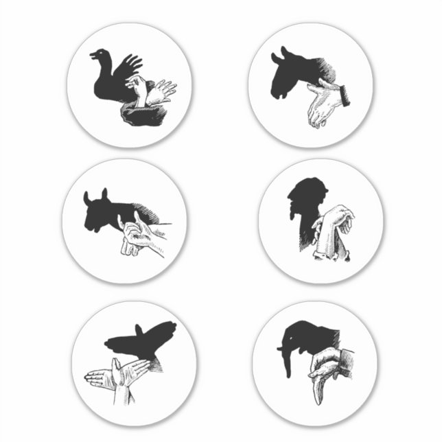 Adesivo Títeres de mão de sombra Ilustrações de arte vinta (Frente)