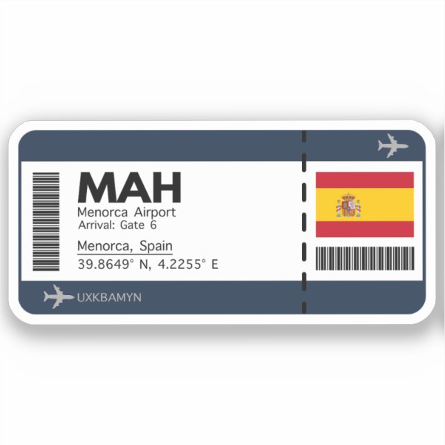 Adesivo Titular da AIM Menorca Airpot Sticker - Viagem esp (Frente)