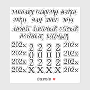 Adesivo Títulos de Ano Personalizados Meses Bullet Journal
