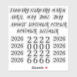 Adesivo Títulos Meses 2026 Ano Bullet Journal Planner