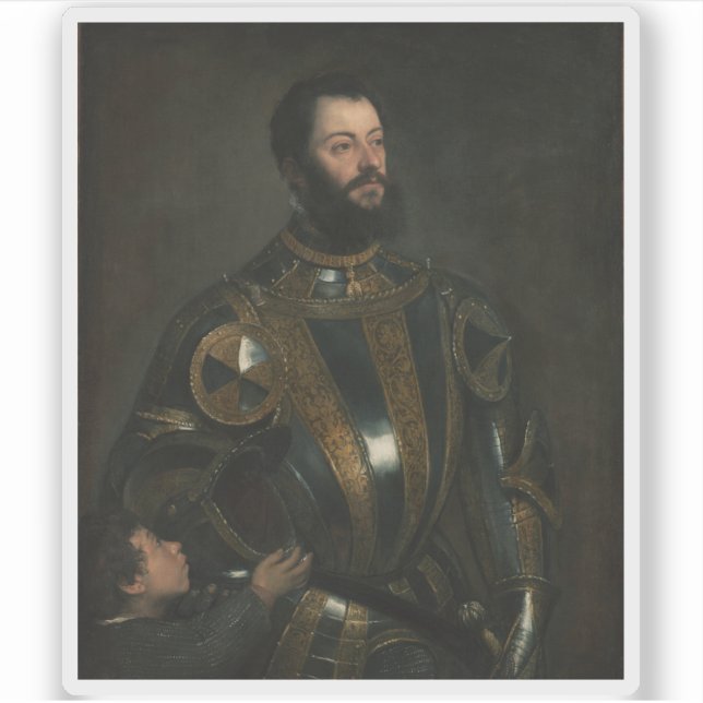 Adesivo Tiziano Vecellio - Retrato de Alfonso d'Avalos (Frente)
