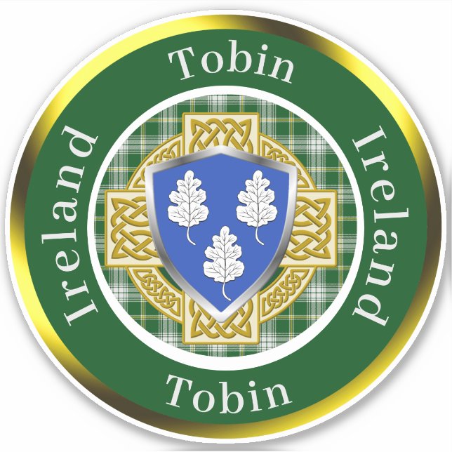 Adesivo Tobin Irish Shield/Celtic Cross Personalizado (Frente)