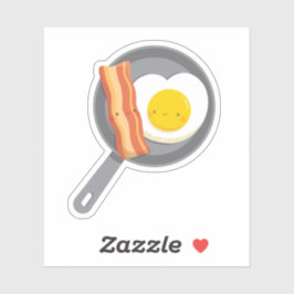 Adesivo Toco de Bacon e Ovo de Coração em uma Panela