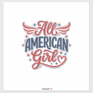 Adesivo Toda Garota Americana Desenho Vetorial Vintage Pat