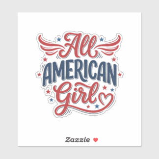 Adesivo Toda Garota Americana Desenho Vetorial Vintage Pat