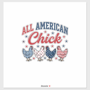 Adesivo Todas As Galinhas Patrióticas Americanas Camisa De